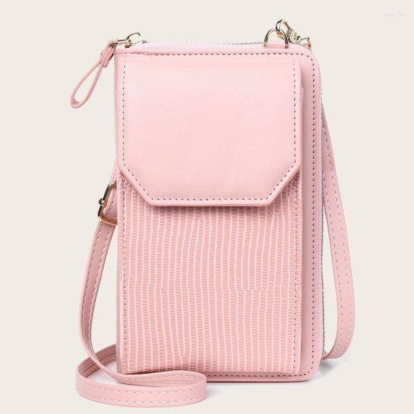 Stucche da tracolla Borsa di moda Donne portafoglio in pelle Pulsante Mobile Phone Solid Color Card Thoughs Coin Coin Girls Girls