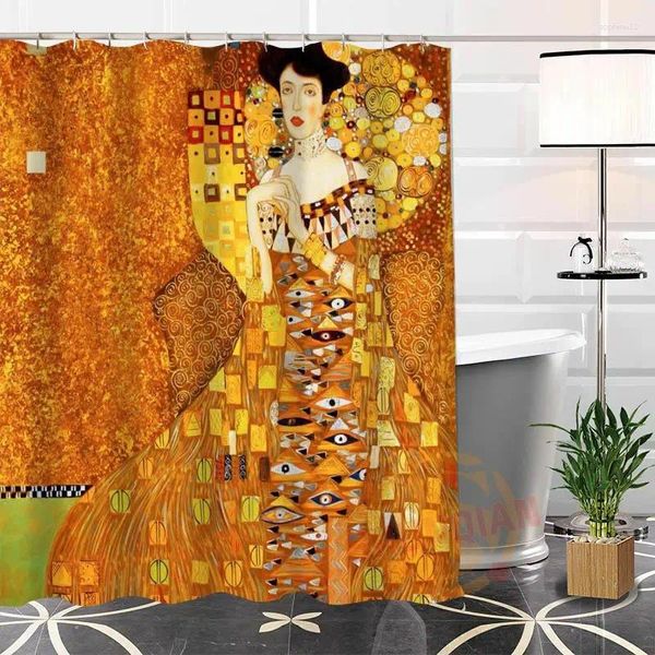 Cortinas de chuveiro exclusivo klimt pinturas famosas tecidos cortina de banheiro moderno