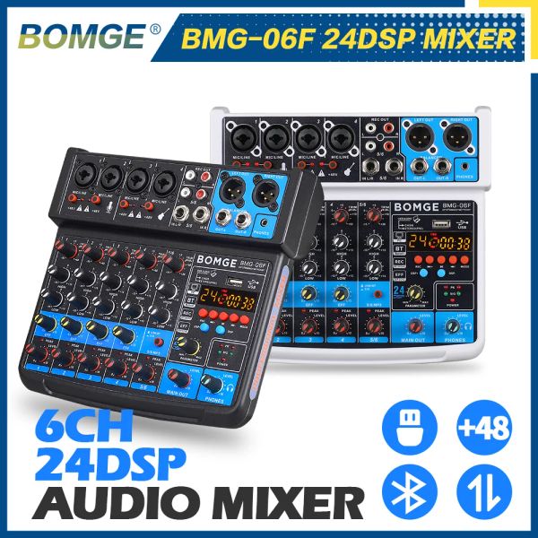 Mixer Bomge mais recente 6 canal 24 DSP USB Audio Mixer Interface Portable Mixing Console Som Som Card para DJ Karaoke PC Gravação