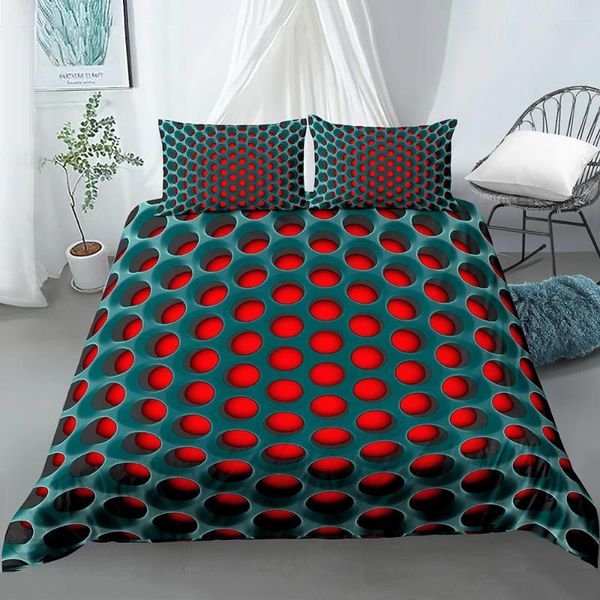 Set di biancheria da letto Fashion 3D Dense Hole Pattern 2/3pcs Coperchio set con cuscino