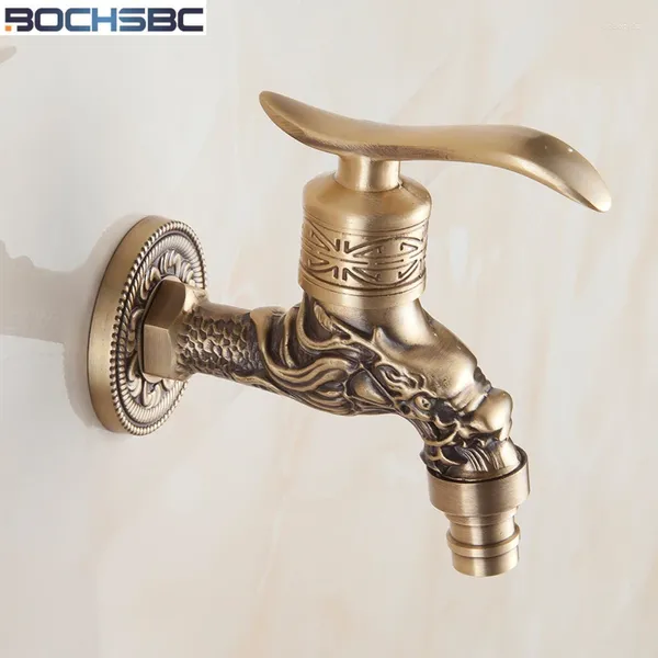 Banyo Lavabo muslukları bochsbc Avrupa tarzı oymalı çamaşır makinesi antika tek tutucu duş musluk vintage pirinç duvar musluğu