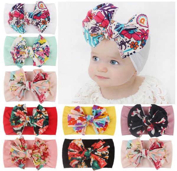 Neugeborene Baby Boy Girl Drucken Bogen Haare Accessoires Weich elastische Turbanhaarbänder Kleinkind -Pofrode Requisiten Kinder4288984