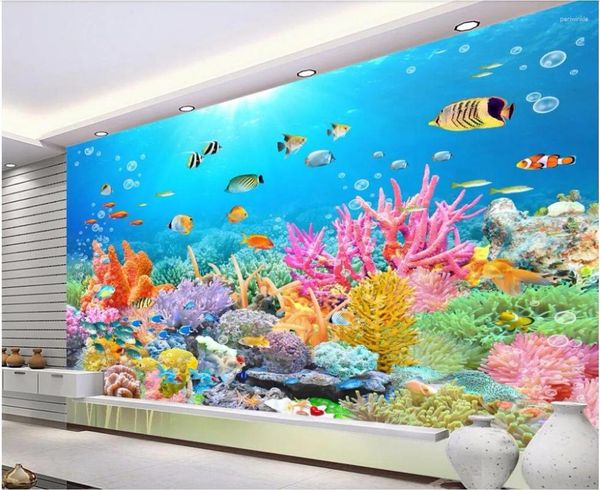 Sfondi a sfondi 3D Sfondi da carta da parati personalizzata PO HD Coral Reef Sfondo TV Sfondo murale Murale per pareti 3 D Tessuto