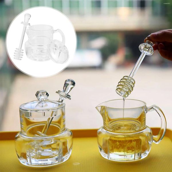 Geschirrsets Honigküchenbehälter Sirup Zucker Rühre Stange Acrylgadget -Speicherglas Terrarium