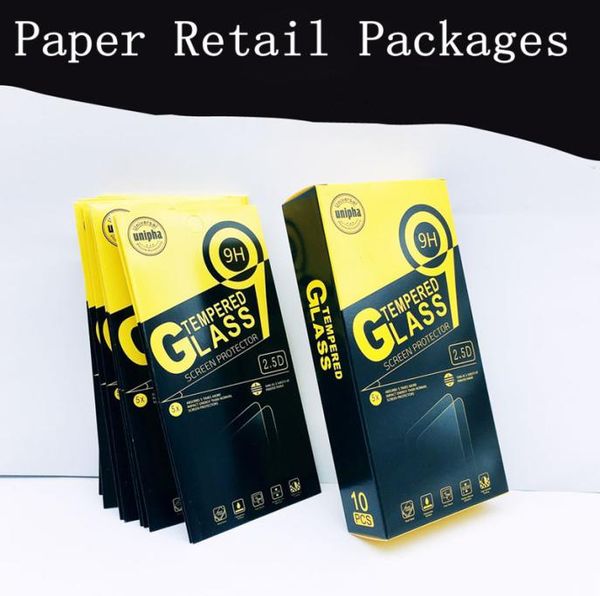 Pacote de varejo vazio caixas de papel 10pcs em cada embalagem de caixa barata para protetor de tela de vidro temperado de 9h premium iphone samsung h8695517