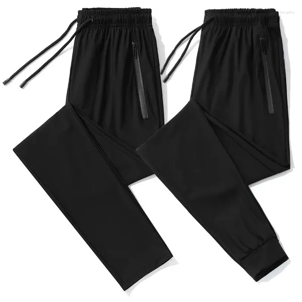 Pantaloni da uomo 2024 seta ghiacciata a bocca piatta leggera traspirante plus size sport di moda casual di moda casual