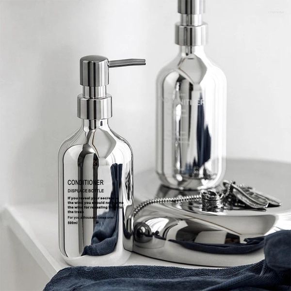 Жидкий мыльный дозатор серебряный пластинговый зеркал