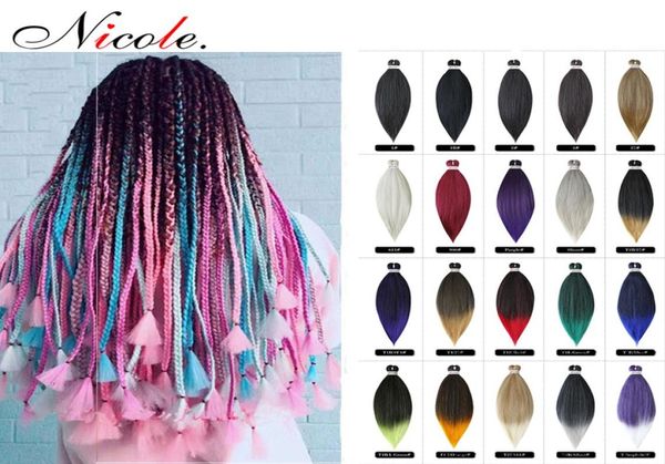 Nicole New Jumbo Braids Ombre -Crochet Breaids Capelli Yaki Straight Prestretched Easy Braid Synthetic Hair Extensions 26 pollici per WOM7921221