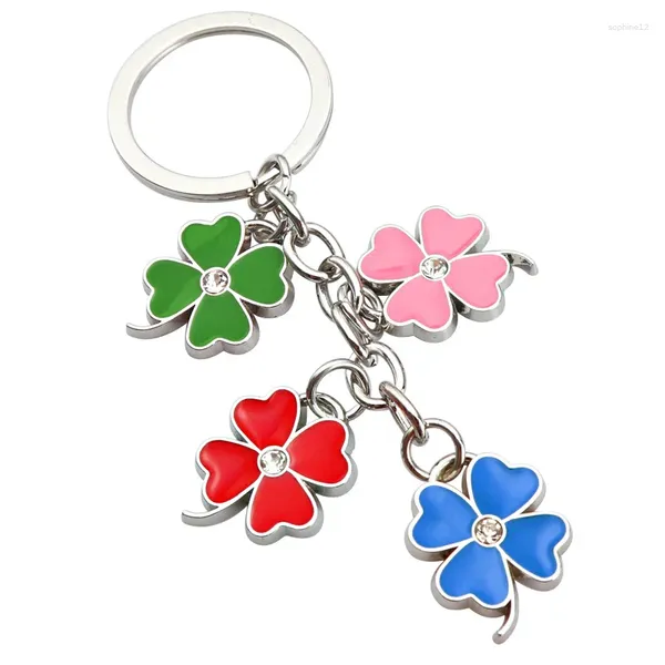 Estatuetas decorativas Lucky Frety Fleard Clover Keychain Epóxi Preenchimento de cor BOOD LUCK CHEIL CHEIL CHAVILIZÁVEL Skewers pendurados Ornamentos