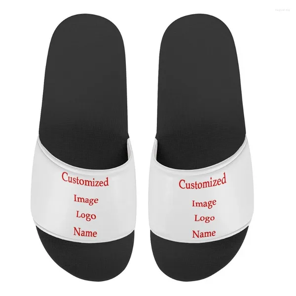 Slippers homdow imagem personalizada // text/nome 3d verão mulheres chutes chinelos casuais sandálias domésticas feminino ao ar livre pvc durável