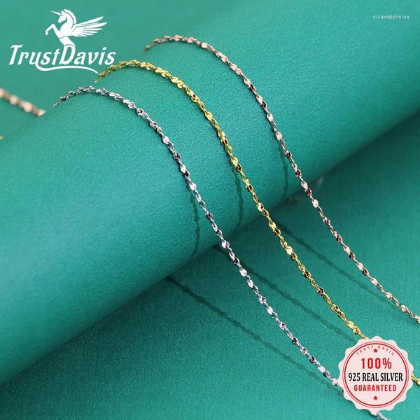 Pingentes Trustdavis 925 Sterling Silver Jewelry Sky Stars Chain Claverbone Colar Short para mulheres DC08