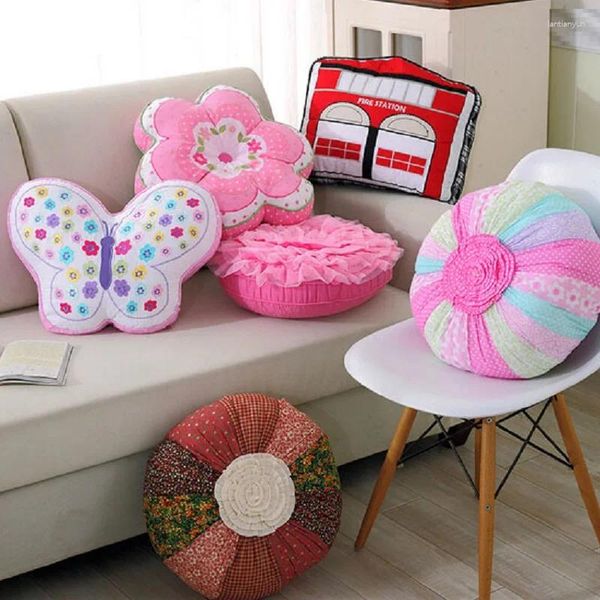 Cuscino da cartone animato rosa ricamo di cotone cotone trapuntato decorativo per divano letto auto da bambino tiene contenente core regalo per bambini