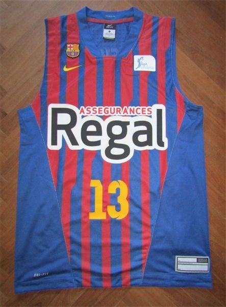 Jersey Canotta #13 Jasikevicius Barcelona Camiseta Fiba Trikot Maillot Basketsball Recamita ricamo maglia cucita personalizza qualsiasi dimensione e nome