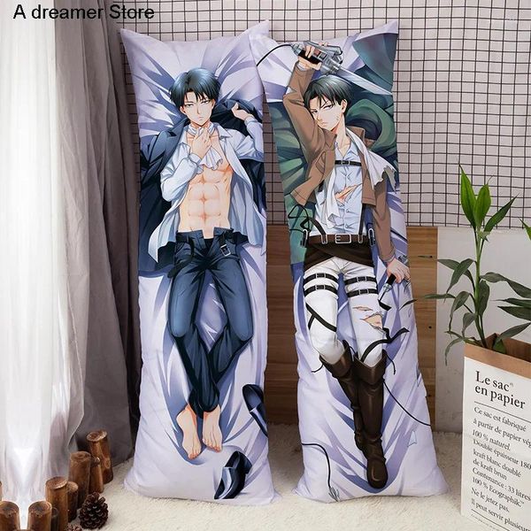 Cuggino Anime giapponese Shingeki No Kyojin Attacco a Titan Dakimakura Eren Jaeger Ackerman Rivale Pillowcase Huging Cover Gift