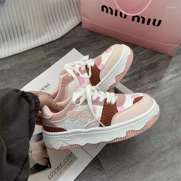 Scarpe casual rosa kawaii sports women piattaforma sneaker tennis femminile flat vintage harajuku carino vulcanize calzature coreane