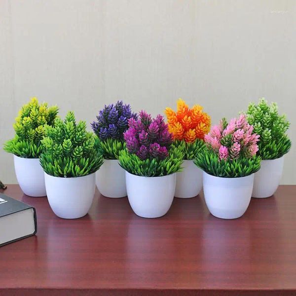 Flores decorativas Planta verde artificial em vaso Luo Hansong acolhedora Pine Bonsai Geral Floral Ornament Decoration FZ81