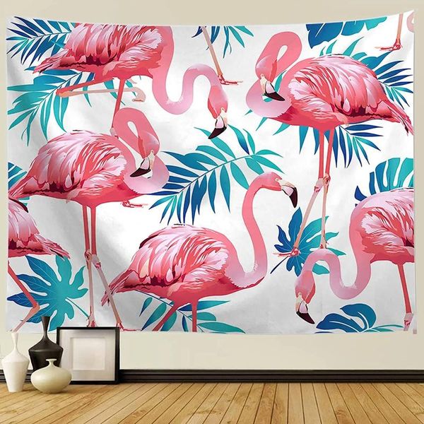 Handses pembe flamingo goblen duvar asılı yaprak renkli resim oturma odası yatak odası ev dekorasyon kadınları için dijital baskı