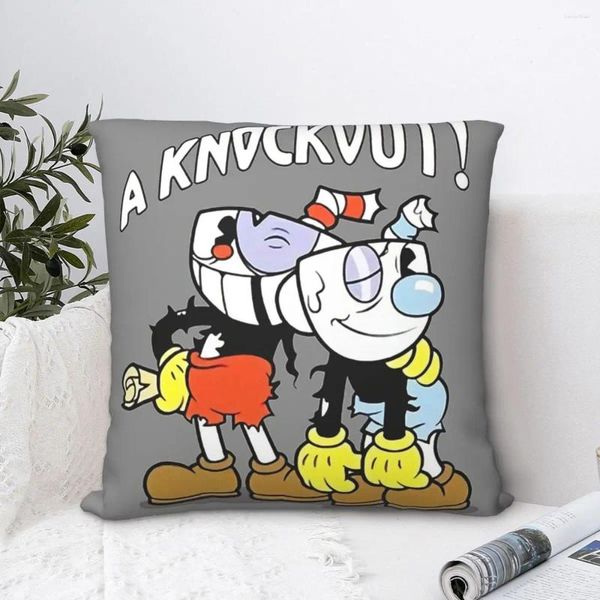 Pillow Vintage Retro Poster Ein Knockout -Wurffall Cuphead Cala Maria Spiel Kurz Plus -Cover für Wohnungsbau Rucksack