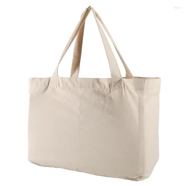 Alışveriş çantaları yeniden kullanılabilir bakkal torbası pamuklu omuz tote ile kadınlarla