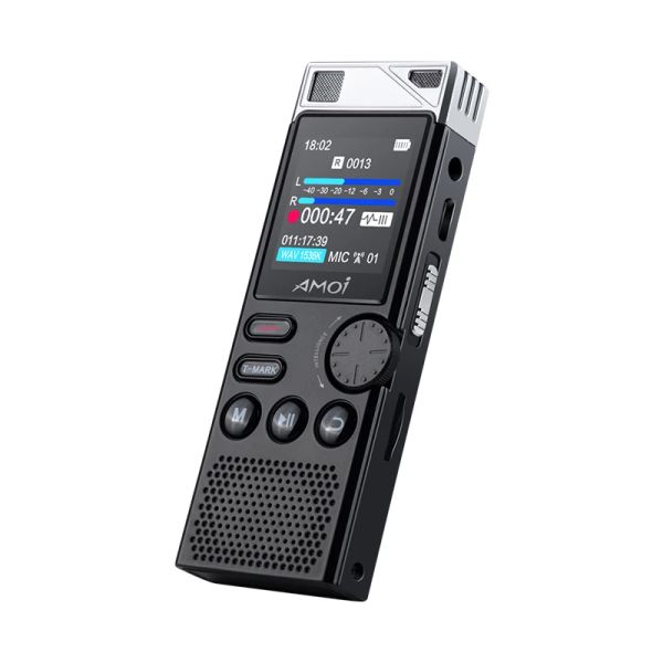 Recorder AMOI A80 Professionelles Diktaphon HD Rauschreduktion Voiceaktiviertes Dual Mic Recorder Lustloses HiFi Player Business Meeting