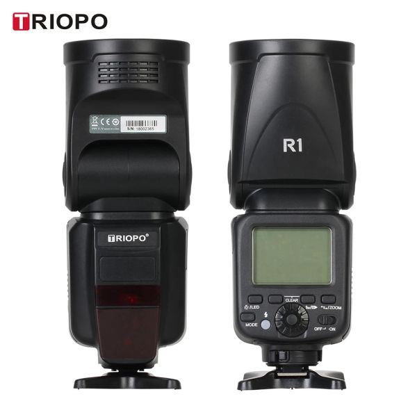 Çantalar Triopo R1 Yuvarlak Kafa Speedlite Flash Işık 2.4G Kablosuz TTL 1/8000S 5600K Renk Sıcaklığı 76WS 16 Kanal