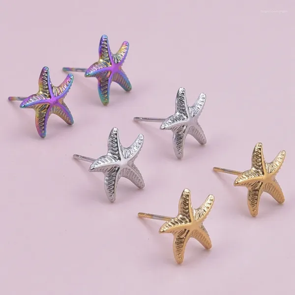 Gestüt Ohrringe süße Sommerstarfish Edelstahl für Frauen Mädchen Einfacher Star Shell Ocean Party Schmuck