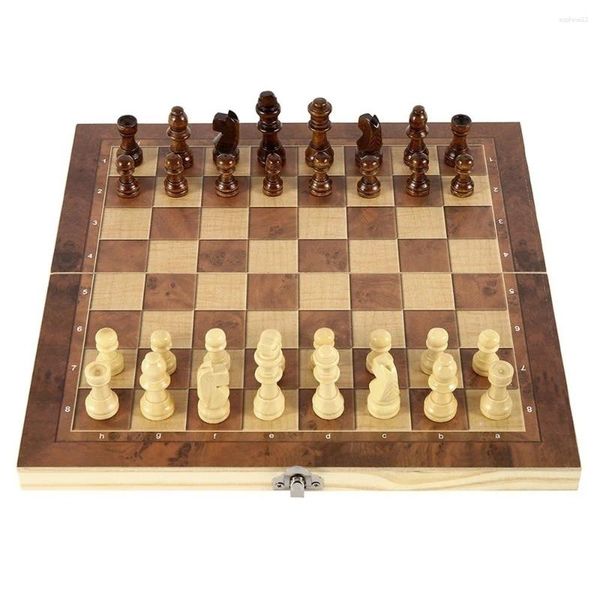 Set di scacchi di figurine decorative - Giochi educativi a legna massiccia portatile magnetico per studenti e bambini regalo di Natale