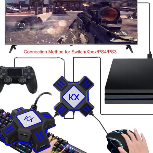 Zubehör KX USB Game Controller Converter -Tastaturmausadapter für Switch/Xbox/PS4/PS3