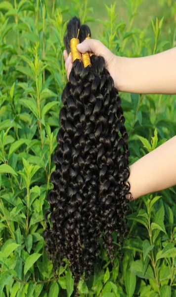 Basa enrolos cabelos humanos tecer tecer a granel não processado, curly peruviano, extensões de cabelo humano a granel para tranças em nenhum anexo3981906