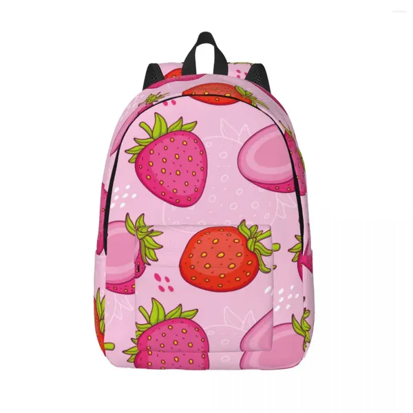 Backpack Laptop unica Strawberries Pink Borse School Dureble Student Girl Travel