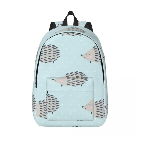 Backpack School School Student Cartoon Hedgehog com bolinhas de bolsa de laptop para laptop saco