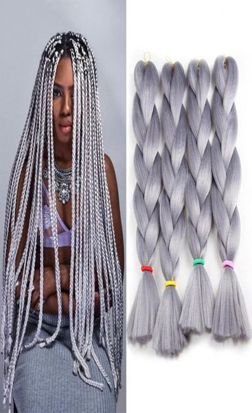 Cinza de alta temperatura Fibra tranças de cabelo Kanekalon Braiding Hair Extensions