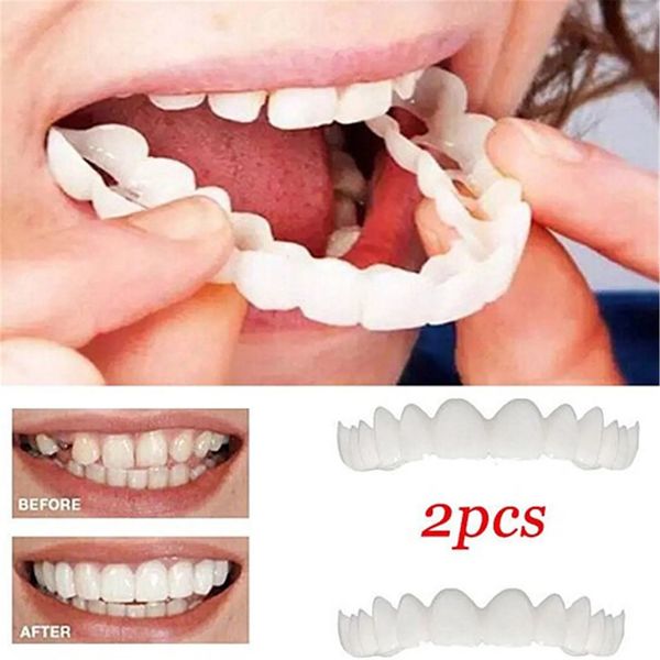 2 pezzi Cover dente finto denti perfetti denti denti sbiancanti scatta su faccette di silicone denti denti flessibili dentali di bellezza cosmetica 240412 240412