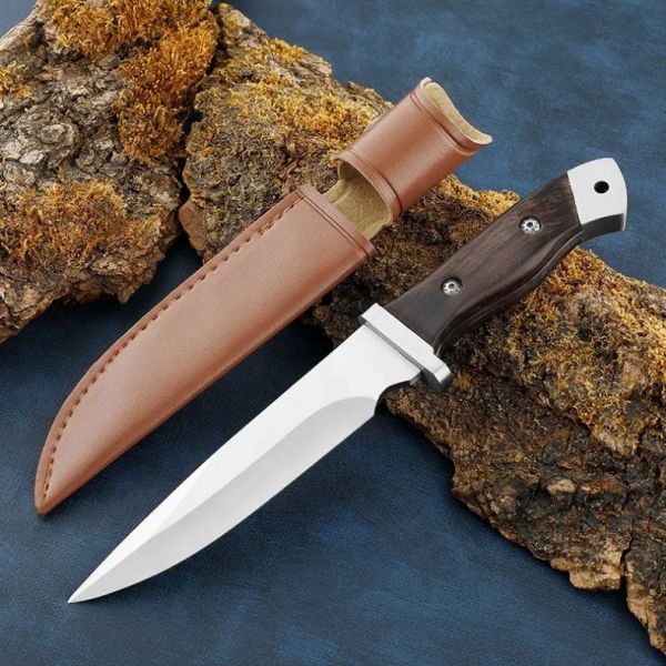 Neues volles Tang Sharp Blatt Holzgriff Buschcraft Jagdmesser EDC Multitool feste Klingen Taschenmesser Camping Überleben Messer