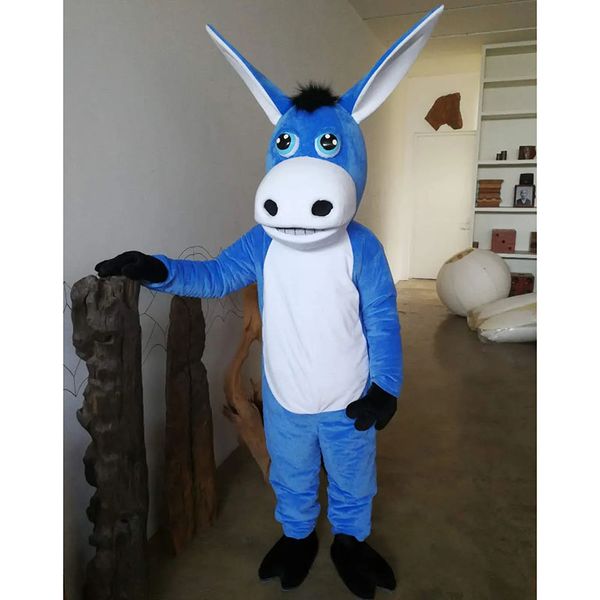 2024 Halloween Size adulte Blu Donkey Mascotte Costume Custom Carnival Adults Dimensioni Furry Abita di Halloween CARNIVAL Birthday Abito da festa