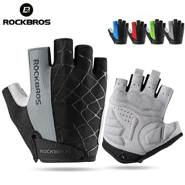 Rockbros Halbfinger Radsporthandschuhe atmungsaktive schockfeste MTB Mountain Bike Herren Outdoor -Fahrradfahrkupplinge 240402