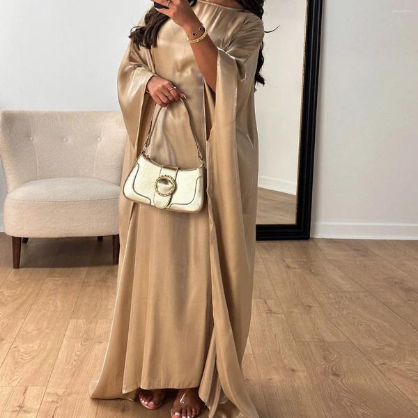 Partito di abbigliamento etnico Dubai abito kaftano Donne musulmane lucide incorporato incorporato da sera islamico abito da sera turco Ramadan eid Abaya