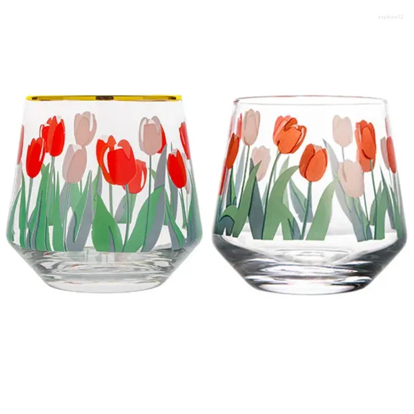 Copos de vinho INS de 400 ml de tulips pintados à mão Whisky Vodka Sake Soda Fashion Coffee Cocktail Drinktware com