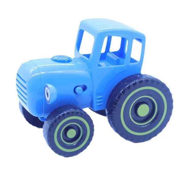 Miniaturas 1pc contém um pequeno fazendeiro de carros azul trator puxar o modelo de carro de arame para crianças aprendizado cedo brinquedo se divertindo com um pequeno alto -falante