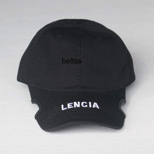 Belenciaga Classic Notch Baseball Cap Soft Top Cap Ins Stil Baumwollliebhaber vier Jahreszeiten Schwarzer Pariser Hut