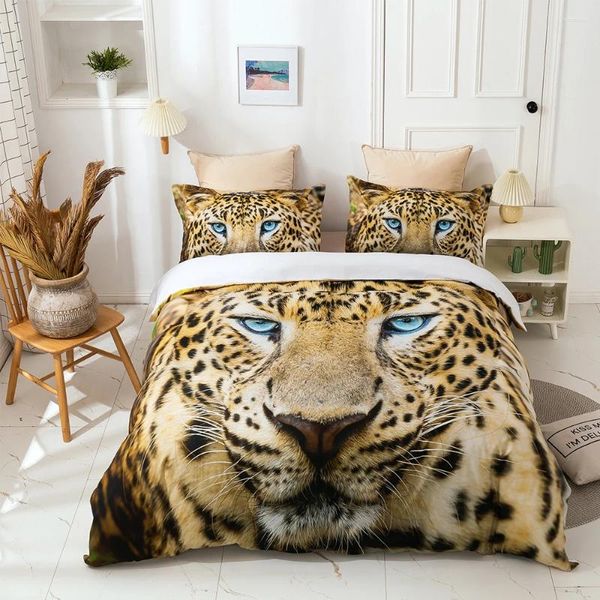 Bettwäsche -Sets Luxus -Set Tier Leopard 3D Druck Bettdecke Deckung Winter Mikrofaser Tröster Single Double King Size Bett Bettwäsche