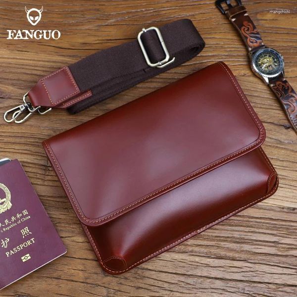 Omuz Çantaları Çılgın At Deri Spor Crossbody Bag Retro Erkekler İçin Gerçek Messenger Depolama Sling School