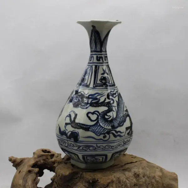 Vasen Yuan Blue -and White Cloud Dragon Muster Jade Pot Springflasche Antike Porzellan Dekorative Ornamente