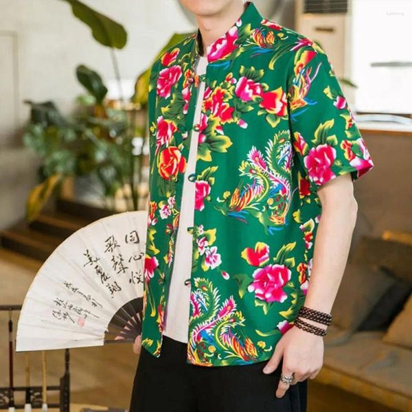 Мужские повседневные рубашки мужская винтажная рубашка с коротким рукавом китайский
