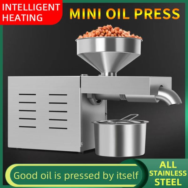 Máquina de extração de petróleo dos prensas Peanuts Soy Bean Press Machine 220V Extrator de azeite inteligente Small Home 110V Cold/Hot Squeeze