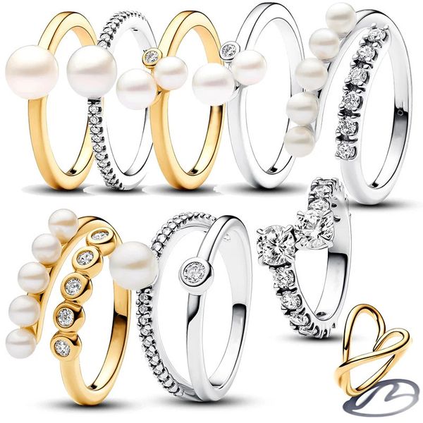 In Pearl Ring 925 Silver Jewelry Real zertifiziert Original Luxus feines Design Frau Paar Hoops Geschenkfreie Lieferung 240401