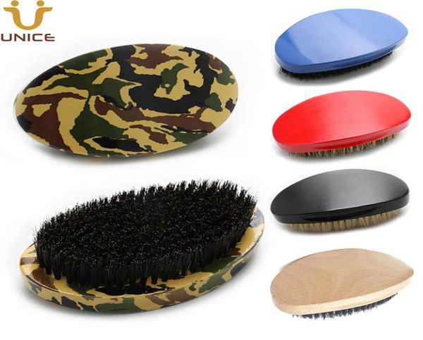 MOQ 100 PCS LOGO Custom Wave Brush premium con setola di cinghia BlackredbluePurplewen manico curvo uomo spazzole da toelettatura9066020