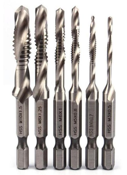 Продажа 6PSC HSS Высокоскоростные стальные бурильные биты Set 14 Quot Hex Shank Metric Vint Ride Ride Taper Bit Bit M3 M4 M5 M65448296