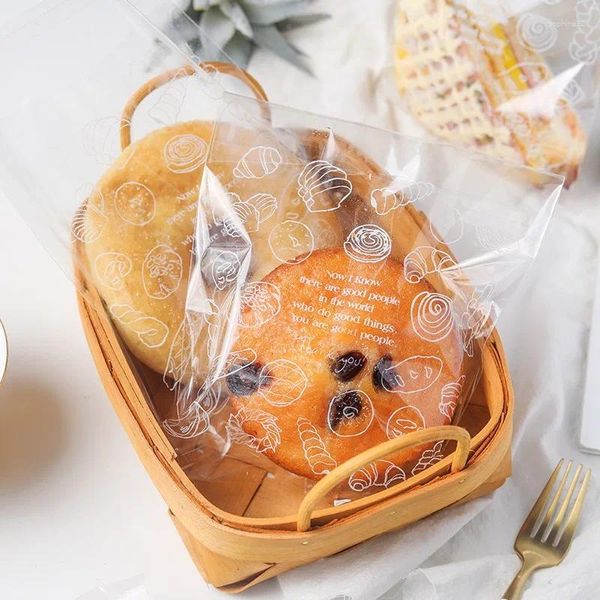 Wrap regalo 100 pezzi/pacchetto da cibo da cibo da 15x18 cm Panna trasparente brindisi brindisi autoadesiva da ciambella dessert caramella