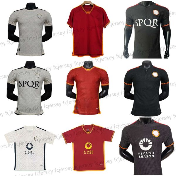 23 24 25 Maglia Romas Quarto 4º Kit de Jersey de Futebol 2023 2024 Casa fora Terceira 3ª camisa de futebol vermelho caldo Maglietta Trem Player Versão Pellegrini Maillot De Foot